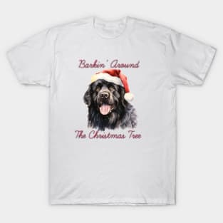 Christmas Newfoundland Dog in Santa Hat T-Shirt